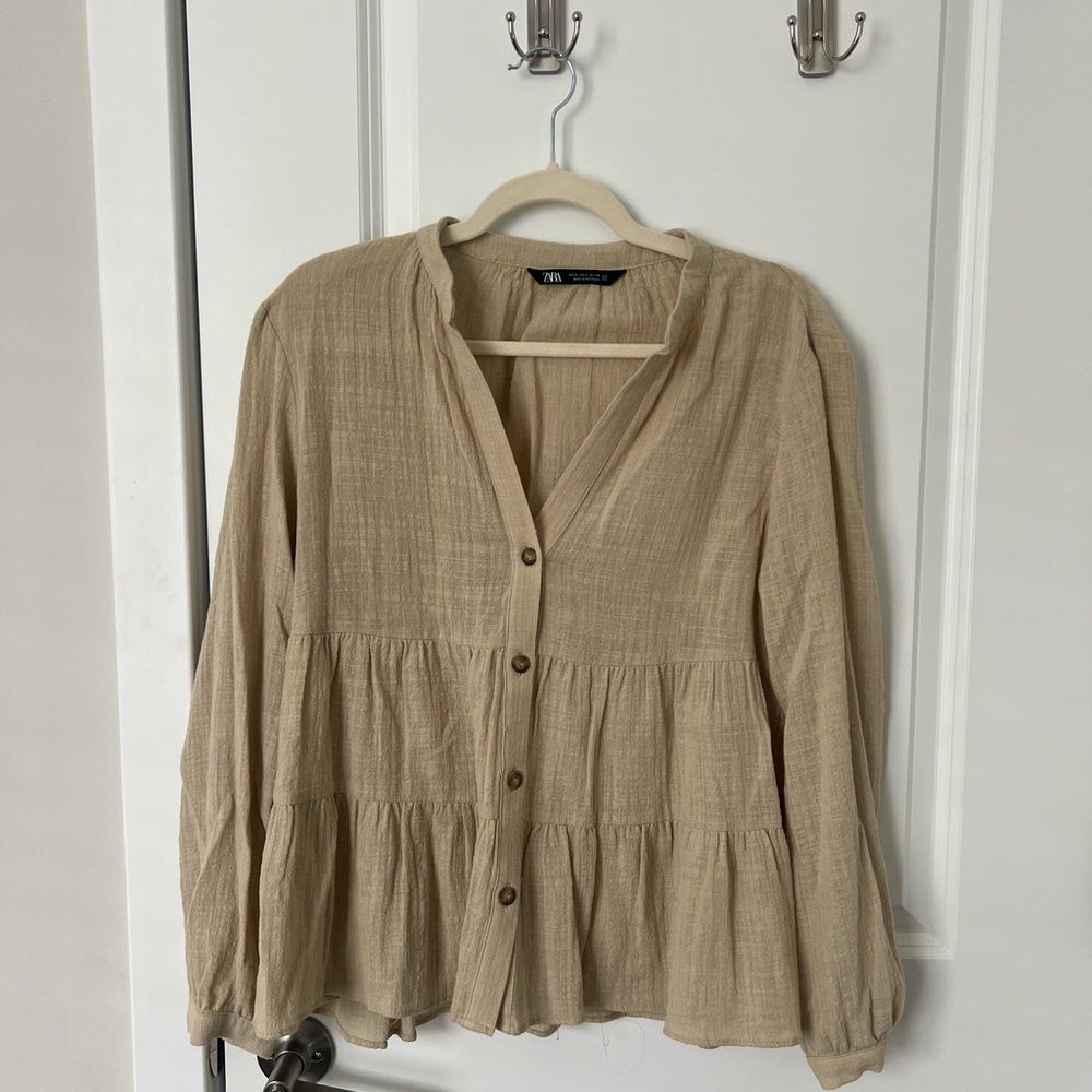 Zara tiered babydoll button down